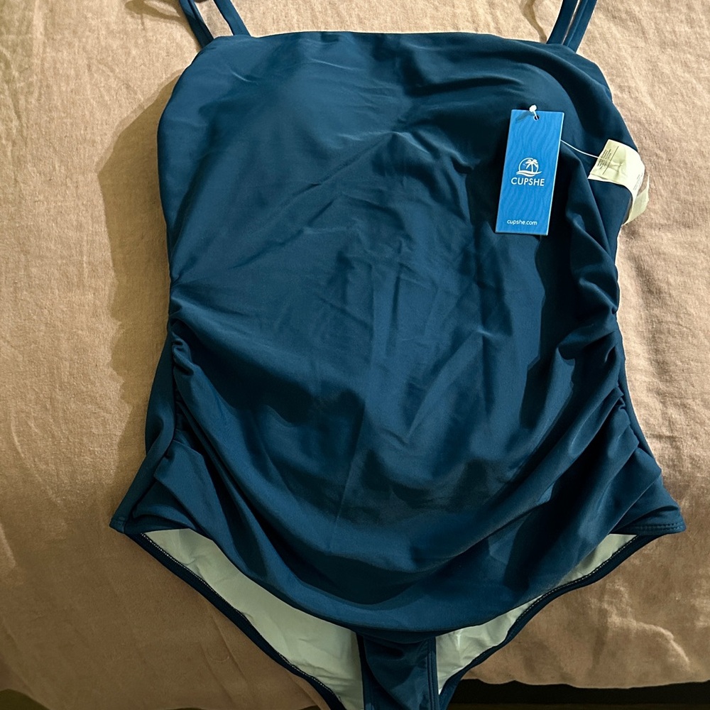 Cupshe Dark Teal Girls' One-Piece Swimsuit with Adjustable Straps